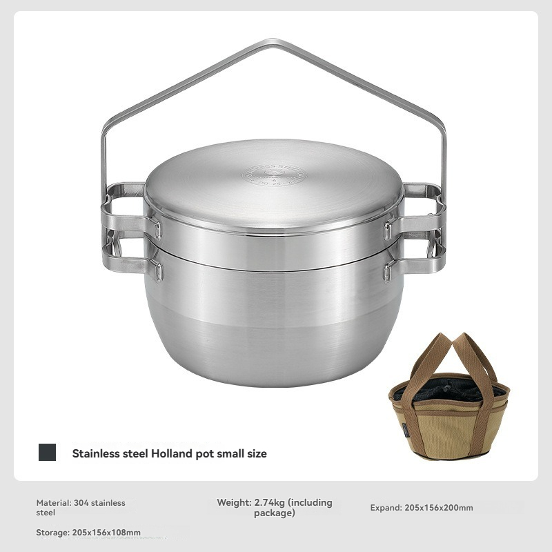 Camping Hanging Cooking Pot - DO-25 thickened stainless steel outdoor hanging