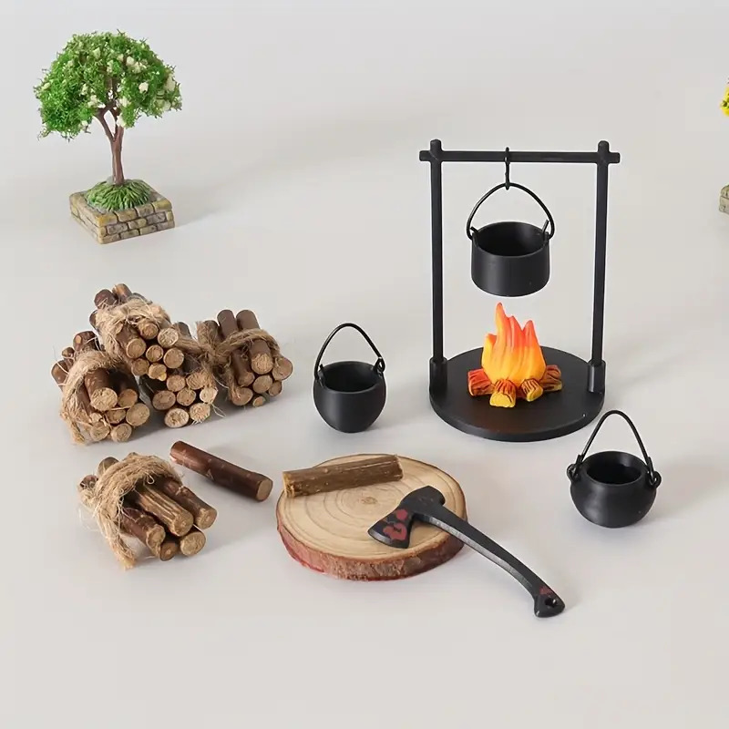 Camping Hanging Cooking Pot - Mini Campfire Hanging Stove Pot Dollhouse